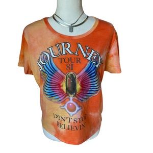 Journey Don’t Stop Believin’ Crop Tie Dye Tee S:XL
